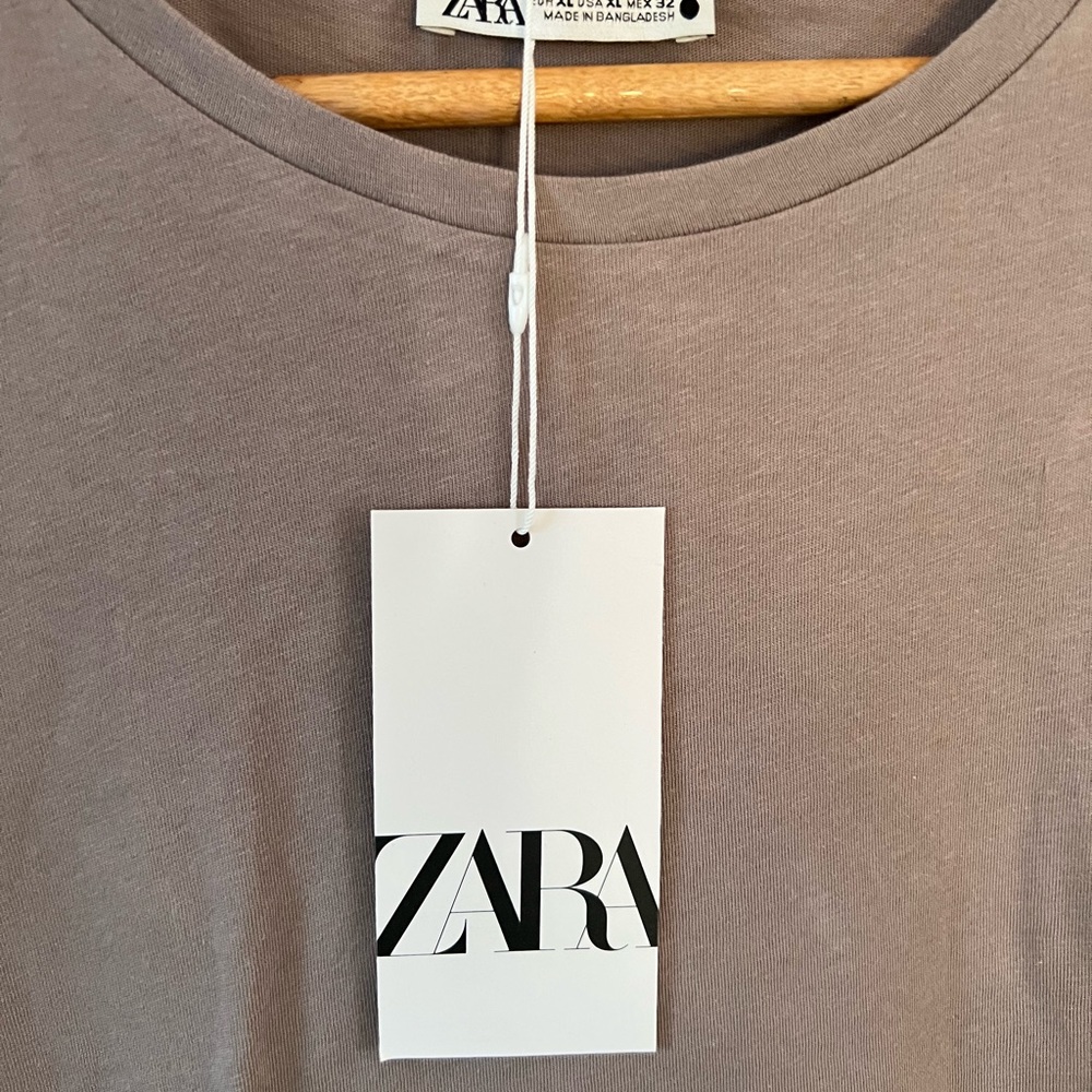 ZARA solid brown tee - Picture 3 of 4